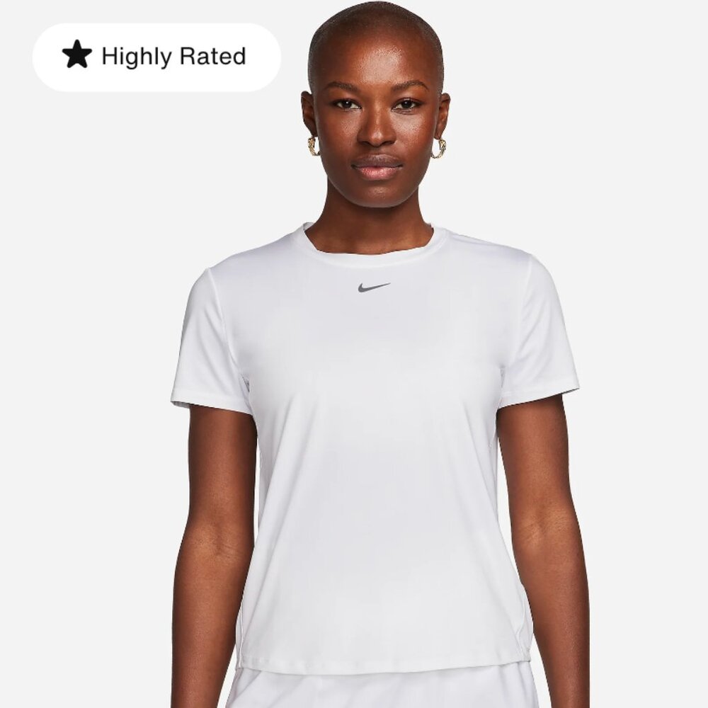 Nike One Classic Women's Dri-FIT Short-Sleeve Top, White, NWT, Size Large